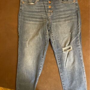 Maurices Light Blue Slim Straight Distressed Jeans